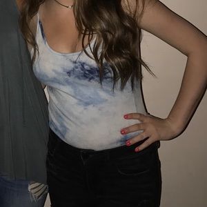 Blue and white tie dye shirt